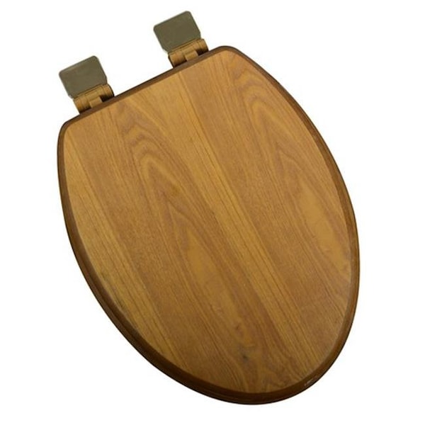 Plumbing Technologies Plumbing Technologies 5F1E1-17BR Decorative Wood Elongated Toilet Seat Polished Brass ; Light Oak 5F1E1-17BR - main